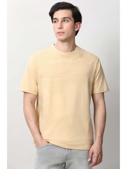 Peter England - Men Yellow Printed Round Neck T-Shirt
