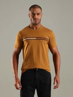 Tommy Hilfiger - Brown Embroidered Logo Regular Fit Cotton T-Shirt