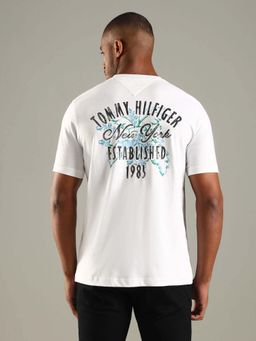 Tommy Hilfiger - White Logo Regular Fit Cotton T-Shirt