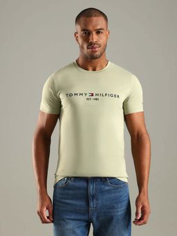 Tommy Hilfiger - Green Solid Slim Fit Cotton T-Shirt
