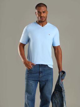 Tommy Hilfiger - Blue Solid Regular Fit Cotton T-Shirt