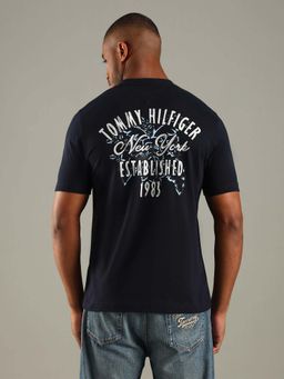 Tommy Hilfiger - Navy Blue Graphic Logo Regular Fit Cotton T-Shirt