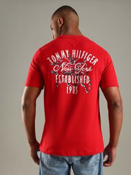 Tommy Hilfiger - Red Graphic Logo Regular Fit Cotton T-Shirt