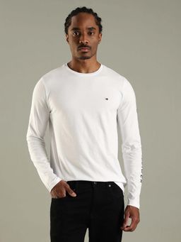 Tommy Hilfiger - White Embroidered Logo Slim Fit Cotton T-Shirt