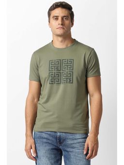 Van Heusen - Men Olive Graphic Print Round Neck T-Shirt