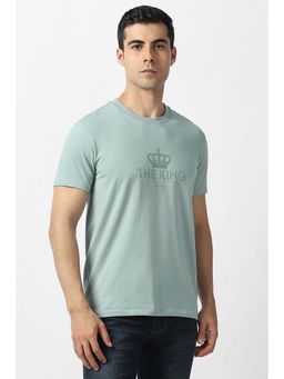 Van Heusen - Men Green Graphic Print Round Neck T-Shirt