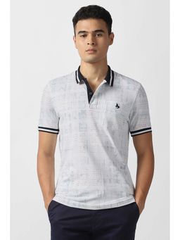 Van Heusen - Men White Printed Polo Neck T-Shirt