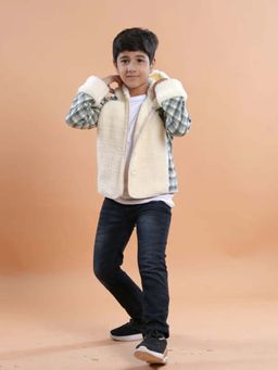 Avokiddos - Contrast Furry Hooded Jacket