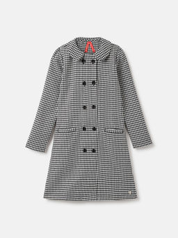 Blue Giraffe - Girls Multicolor Checked Peter Pan Collar A-Line Knee Length Dress