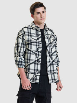 Snitch - White Checks Relaxed Fit Shacket