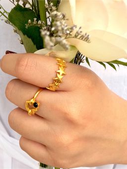 ZARIIN - Unique Gold Plated Brass Star Ring