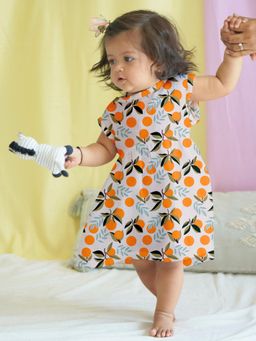The Boo Boo Club - Muslin Cotton Oranges Printed Dress - Multi-Color