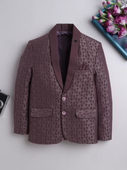 BT DEZINES - Boys Mauve Cotton Blend Floral Brocade Design Blazer