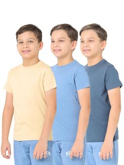 Nuego - Boys Multi-Color Solid Round Neck Half Sleeve Cotton T-shirts (Pack of 3)