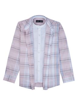 CAVIO - Boys Pink Cotton Regular Fit Full Sleeves Checks Shirt