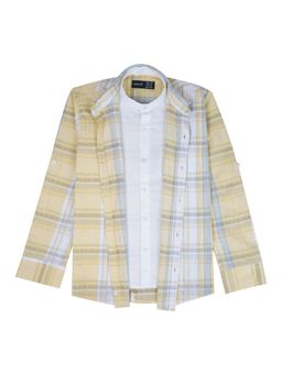CAVIO - Boys Yellow Cotton Regular Fit Full Sleeves Checks Shirt