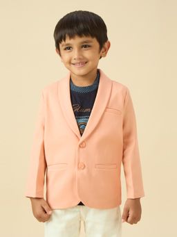 Kids Island - Full Sleeves Blazer with Printed T-Shirt - Peach