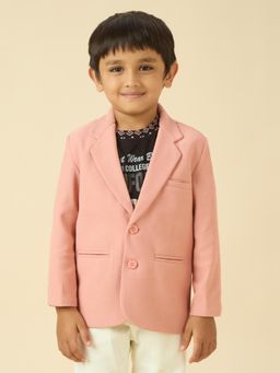 Kids Island - Full Sleeves Blazer with Printed T-Shirt - Baby Pink