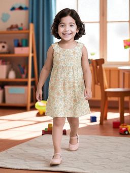 Nuego - Girls Multi-Color All Over Print Pure Cotton A-Line Dress