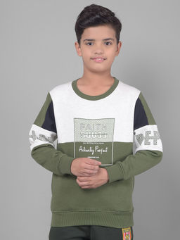 CRIMSOUNE CLUB - Boys Olive Printed Sweatshirt