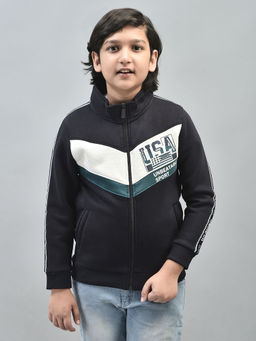 CRIMSOUNE CLUB - Boys Navy Blue Printed Sweatshirt