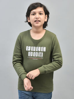 CRIMSOUNE CLUB - Boys Olive Printed Sweatshirt