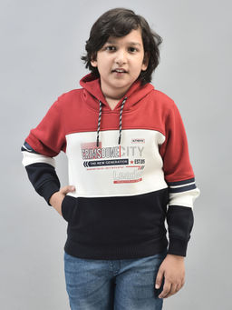 CRIMSOUNE CLUB - Boys Red Printed Sweatshirt with Hood