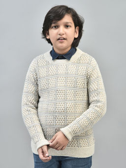 CRIMSOUNE CLUB - Boys Beige Woven Sweater