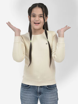 CRIMSOUNE CLUB - Girls Beige Solid Sweatshirt