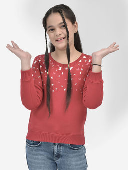 CRIMSOUNE CLUB - Girls Red Printed Sweatshirt