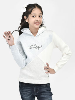 CRIMSOUNE CLUB - Girls Light Blue Printed Hooded Sweatshirt