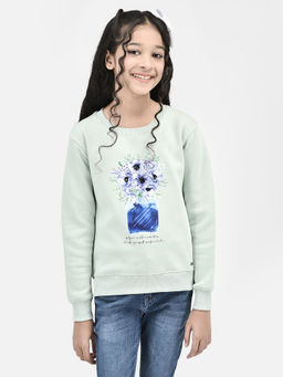 CRIMSOUNE CLUB - Girls Green Printed Sweatshirt