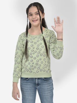CRIMSOUNE CLUB - Girls Olive Floral Sweatshirt