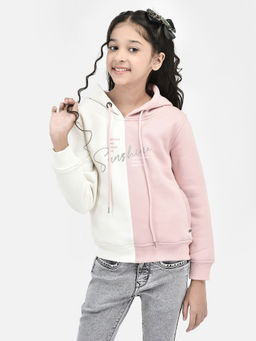 CRIMSOUNE CLUB - Girls Pink Colo blocked Hooded Sweatshirt