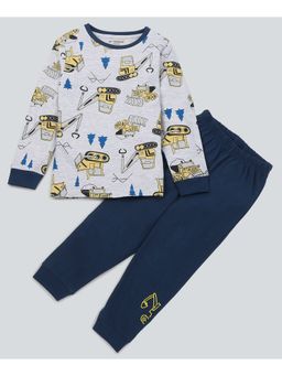 Be Awara - Full Sleeves Cotton T-shirt & Track Pants Ice Trucks Print (Set of 2)