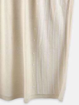 THE BABY TRUNK - Infant Ivory Vertical Striped Organic Cotton Knitted Mild Winter Baby Blanket