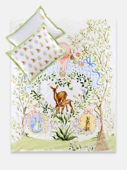 THE BABY TRUNK - Infant Multi-Color Deer Print Egyptian Cotton Bedsheet with 2 Pillow Covers