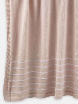 THE BABY TRUNK - Infant Beige Vertical Stripes Organic Cotton Knitted Mild Winter Baby Blanket