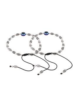 Silvermerc Designs - Evil eye conch oxidised anklet