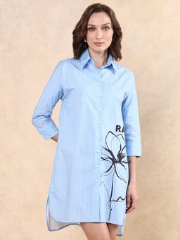 RAREISM - Tanashi Primary Blue Relaxed Hip Length Top