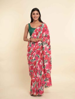 Suta - Multi-Color Printed Liva Saree