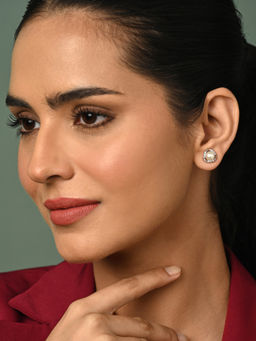 CLARA - 925 Silver Platinum Plated Pair Of Earrings