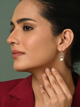 CLARA - 925 Silver Platinum Plated Pair Of Earrings