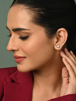 CLARA - 925 Silver Platinum Plated Pair Of Earrings