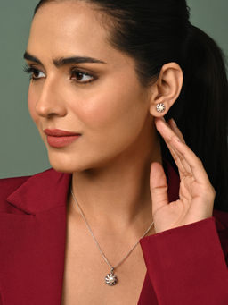 CLARA - 925 Silver Platinum Plated Jewellery Set (Set of 2)