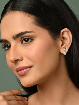 CLARA - 925 Silver Platinum Plated Pair Of Earrings