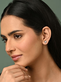 CLARA - 925 Silver Platinum Plated Pair Of Earrings