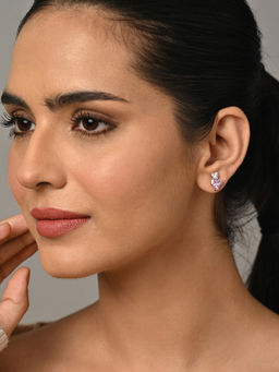 CLARA - 925 Silver Platinum Plated Pair Of Earrings