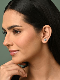CLARA - 925 Silver Platinum Plated Pair Of Earrings