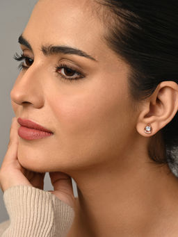 CLARA - 925 Silver Rose Gold Plated Pair Of Earrings